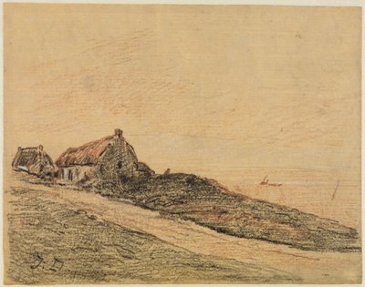 Coastal Landscape near Cayeux with Two Huts by Jules Dupré