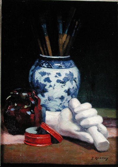 Still Life with a Blue Vase by Jules Ernest Renoux