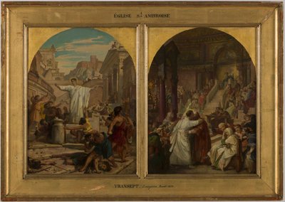 Sketch for the Church of Saint-Ambroise: Saint Augustine Putting an End to the Barbaric Practice of Fathers, Brothers and Sons Fighting Each Other to Practice War by Jules Eugene Lenepveu