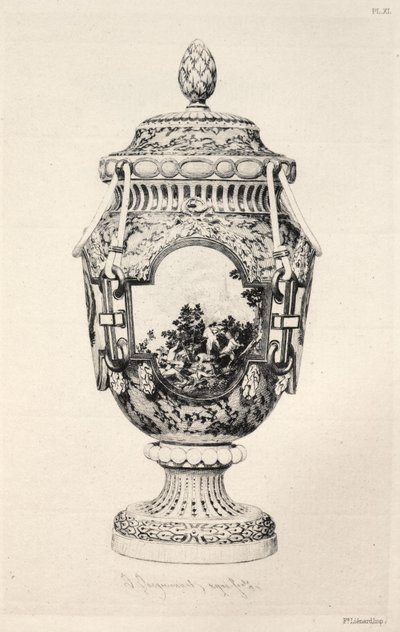 History of the Ceramic Art: A Descriptive and Philosophical Study of the Pottery of All Ages and All Nations: France: Sèvres- Soft Porcelain- Vase, Commemorative of the Battle of Fontenoy (Plate XI) by Jules Jacquemart