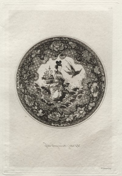 Saucer with Rich Enameled Ground and Medallion Representing the Goddess Kounin by Jules Jacquemart