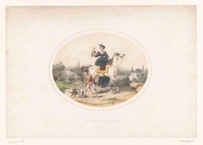 Noblewoman with Falcon on Horseback by Jules Marie Desandre