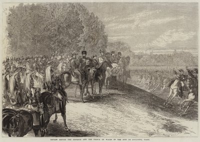 Review before the Emperor and the Prince of Wales in the Bois de Boulogne, Paris by Jules Pelcoq