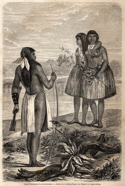 Type of Indian from Rio Colorado, drawing by Jules Pelcoq, to illustrate the story of Baron de Wogan