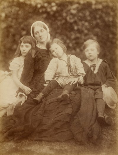 Mrs. Herbert Duckworth with Florence Fisher, George Duckworth, and Herbert Fisher, August 1872 by Julia Margaret Cameron