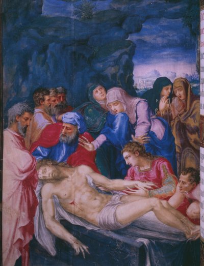 Entombment, from a Facsimile of the Breviary of King Philip II of Spain, 1569 by Julian and Leon, Andres de Fuente del Saz