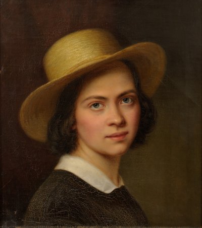 Self-Portrait (with Straw Hat) by Julie Wilhelmine Hagen Schwarz