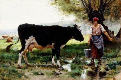A Milkmaid with her Cow by Julien Dupre