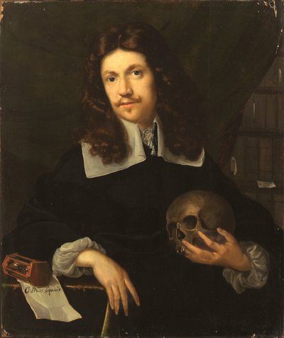 A Vanitas Portrait of a Gentleman by Julien Franciscus de Geest