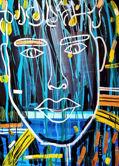 Vibrant Abstract Face by Julija Belickienė