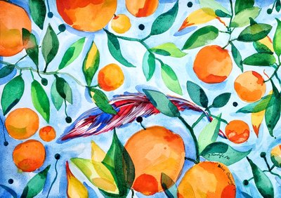 Vibrant Orange Garden by Julija Belickienė
