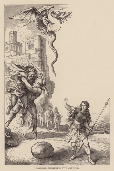Brunhild contending with Gunther by Julius (after) Schnorr von Carolsfeld