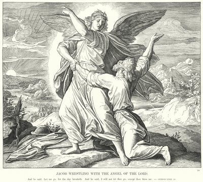 Jacob Wrestling with the Angel of the Lord by Julius (after) Schnorr von Carolsfeld