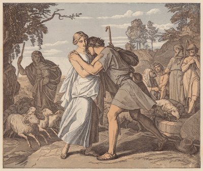 Jacob and Rachel at the Well, Genesis, XXIX by Julius (after) Schnorr von Carolsfeld