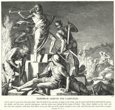 Nehemiah Arms the Labourers by Julius (after) Schnorr von Carolsfeld