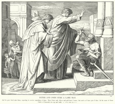 Peter and John Cure a Lame Man by Julius (after) Schnorr von Carolsfeld