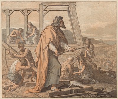 The Building of the Ark, Genesis, VI by Julius (after) Schnorr von Carolsfeld