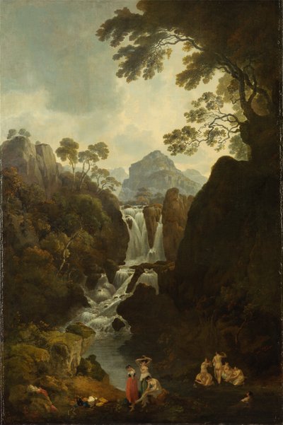 A Waterfall with Bathers by Julius Caesar Ibbetson