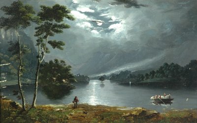 Ferry, Windermere, Looking North and Lake by Moonlight by Julius Caesar Ibbetson