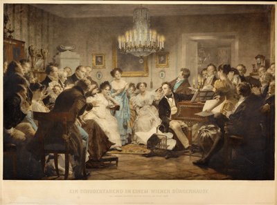 An Evening with Schubert in a Vienna Salon by Julius Schmid