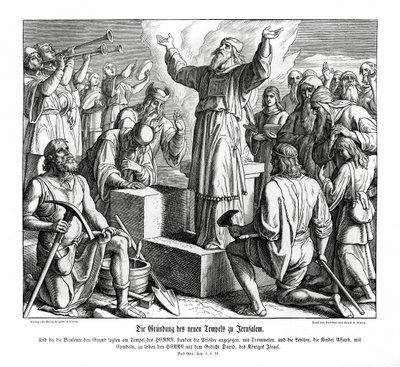 Founding of the new temple in Jerusalem, Ezra by Julius Schnorr von Carolsfeld