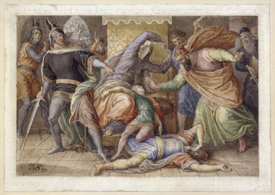 Hagen Slays Ortlieb (The Dying Ortlieb in the Lap of Kriemhild; after the Nibelungenlied) by Julius Schnorr von Carolsfeld