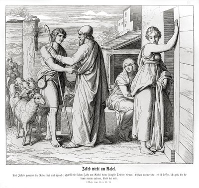 Jacob asks Laban for Rachel as his wife, Genesis by Julius Schnorr von Carolsfeld