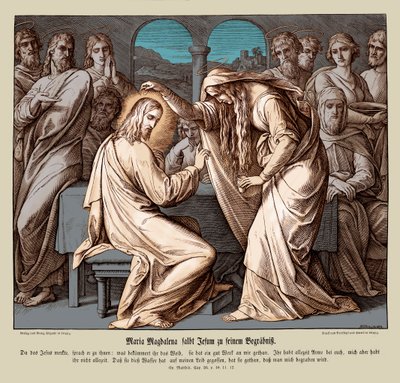 Mary Magdalene Anoints Jesus, Gospel of Matthew by Julius Schnorr von Carolsfeld