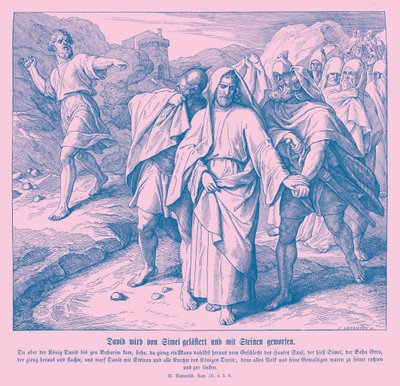 Shimei Curses and Throws Stones at David, 2 Samuel by Julius Schnorr von Carolsfeld