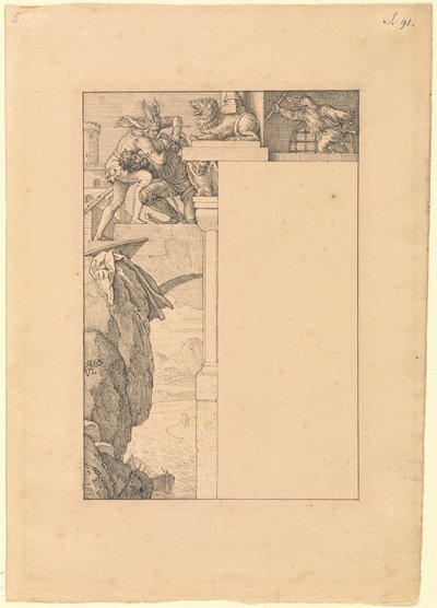 Siegfried Battles with the Gatekeeper by Julius Schnorr von Carolsfeld
