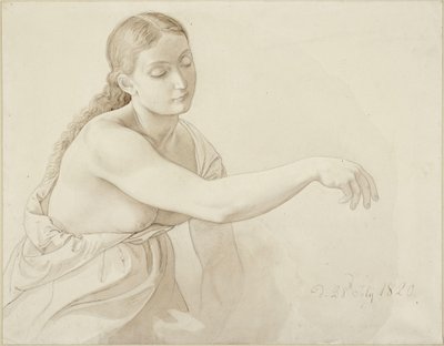 Female Half-Figure with Loose Hair by Julius Schnorr von Carolsfeld