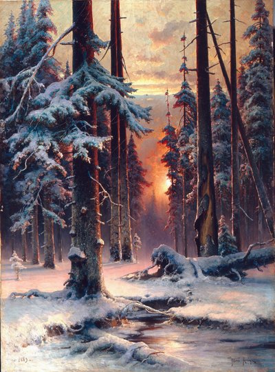 Winter Sunset in the Fir Forest by Julius Sergius Klever