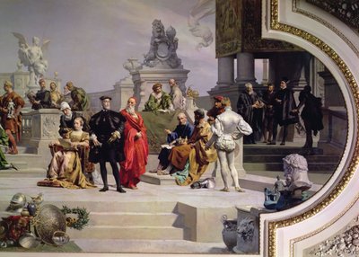 Patronage of the Arts by the House of Habsburg: left hand section of a ceiling painting, 1891 by Julius Victor Berger