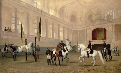 Morning Exercise in the Hofreitschule, Josephsplatz, 1890 by Julius von Blaas  