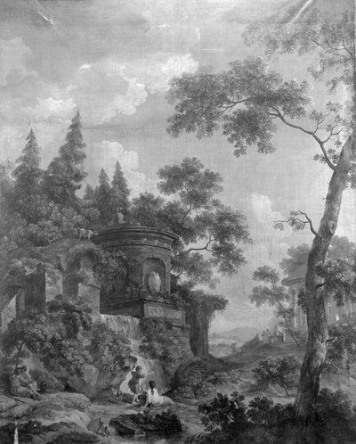 Wallpaper with Arcadian Landscape, Belonging to the Hall of Herengracht 40 by Jurriaan Andriessen