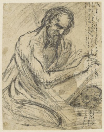 St. Jerome, Writing in a Book He Holds Above a Skull by Jusepe de Ribera