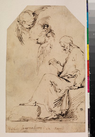 Sheet of Studies with a Seated Man Reading and Two Cherubim by Jusepe de Ribera