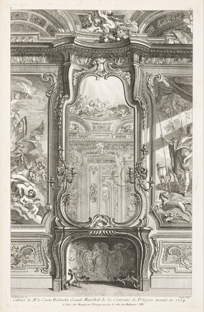 Cabinet of Count Bielinski Grand Marshal of the Crown of Poland Executed in 1734, 1st Plate by Juste Aurèle Meissonnier