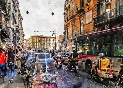 Busy European City Street by Justyna Jaszke