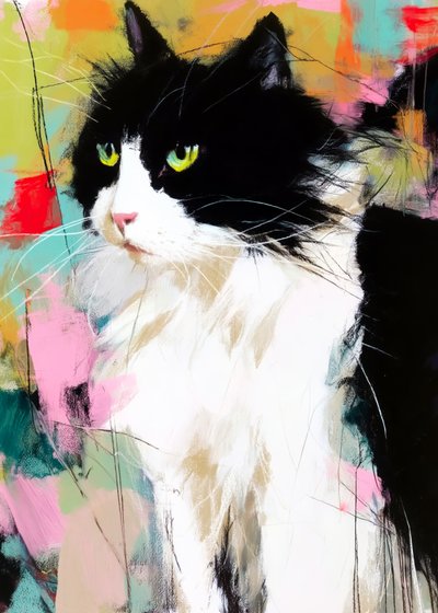 Colorful Cat Portrait by Justyna Jaszke