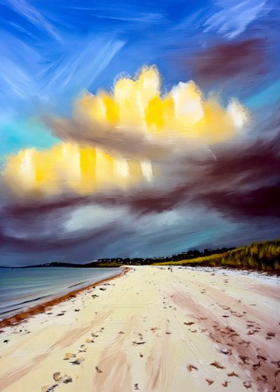 Golden Clouds Over Beach by Justyna Jaszke