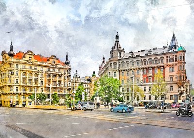 Historic European City Street by Justyna Jaszke