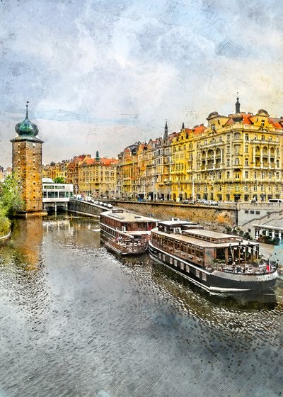 Historic Prague River Boats by Justyna Jaszke