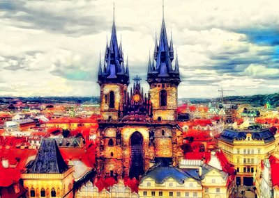 Prague Old Town Spires by Justyna Jaszke