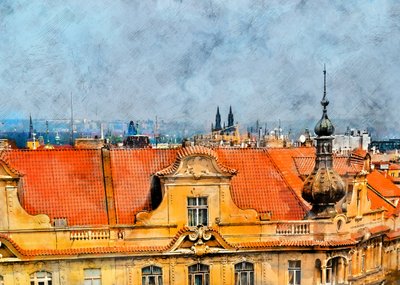 Prague Rooftop Vista by Justyna Jaszke