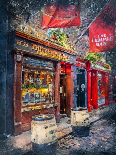 Temple Bar Dublin Night by Justyna Jaszke