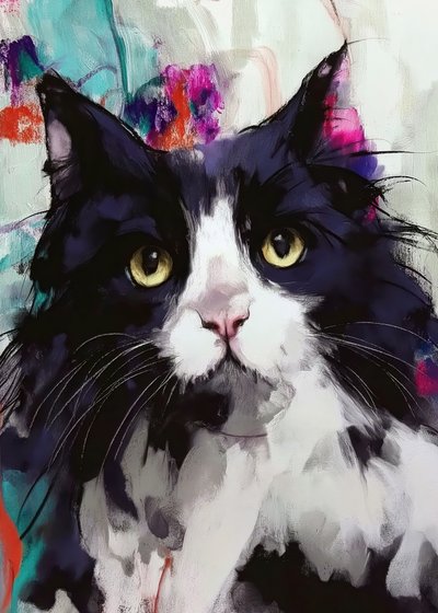 Vibrant Cat Portrait by Justyna Jaszke