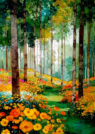 Vibrant Forest Path by Justyna Jaszke