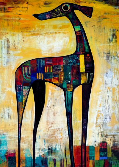 Vibrant Patchwork Dog by Justyna Jaszke