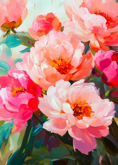 Vibrant Peony Blooms by Justyna Jaszke